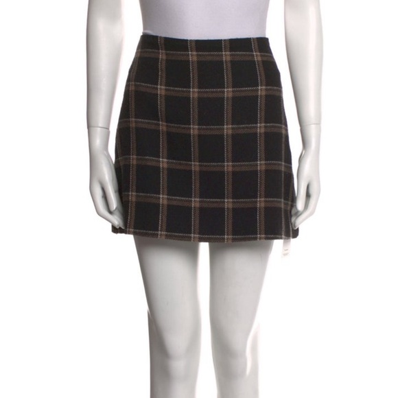 Reformation Black and Gray Checkered Mini Skirt - Picture 2 of 7